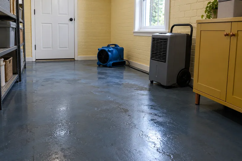Water Extraction in Copperas Cove — damp stockroom floor and follow-up equipment